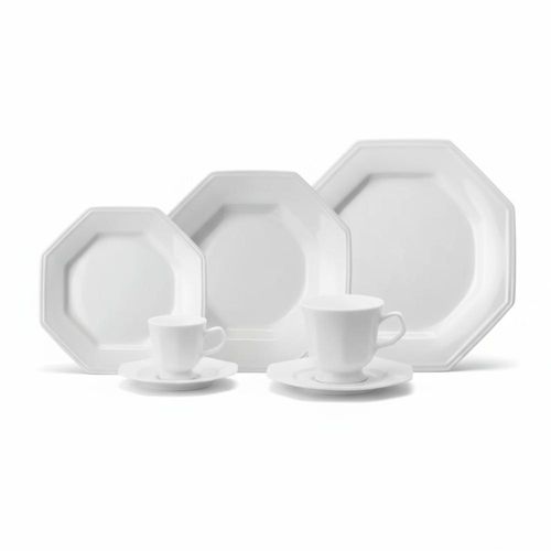 Jogo de jantar Schmidt Prisma 42 Peças porcelana, aparelho com chá e café, 6 pessoas Jogo de jantar Schmidt Prisma 42 Peças porcelana, aparelho com chá e café, 6 pessoas
