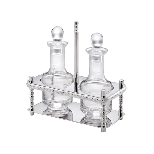 Galheteiro St. James Pérola com 3 peças - Banho de Prata e Cristal Galheteiro St. James Pérola com 3 peças - Banho de Prata e Cristal