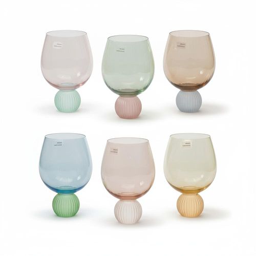 Jogo de Copos de Vidro BTC 450ml Base Esfera Colorido: Design Moderno e Alegria à Mesa Jogo de Copos de Vidro BTC 450ml Base Esfera Colorido: Design Moderno e Alegria à Mesa