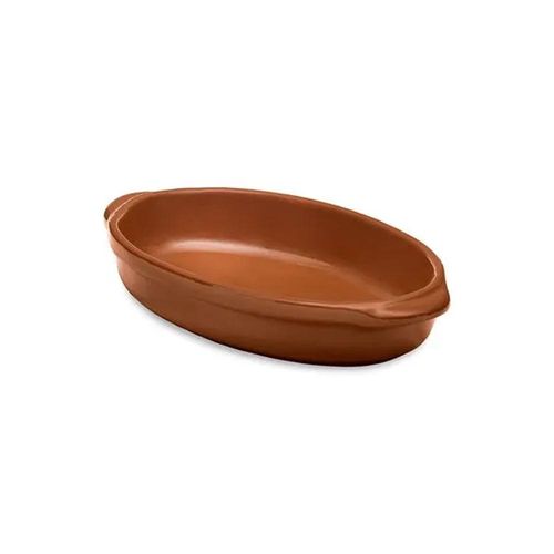Travessa Oval para Servir Feijoada Oxford Cerâmica Artesanal 20,5cm Terracota