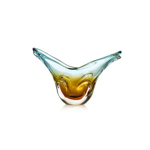 Cachepot em murano São Marcos 29x44cm azul e âmbar