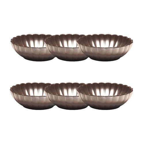 Jogo 6 Pratos Fundos Porcelana Oxford Flora Anis 20 Cm: Marrom Metalizado 1L