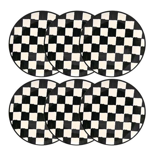 Jogo 6 Pratos Rasos Cerâmica Oxford Unni Damas 26 Cm: Quadriculado Jogo 6 Pratos Rasos Cerâmica Oxford Unni Damas 26 Cm: Quadriculado