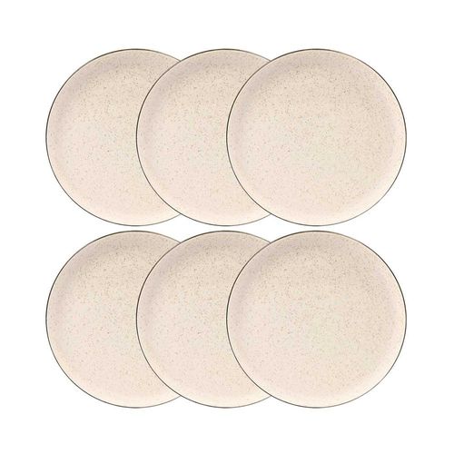Jogo 6 Pratos Rasos Cerâmica Oxford Flat Duna 26 Cm: Minimalista