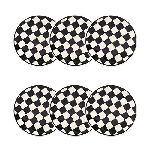 Jogo 6 Pratos Sobremesa Cerâmica Oxford Unni Damas 20 Cm: Quadriculado