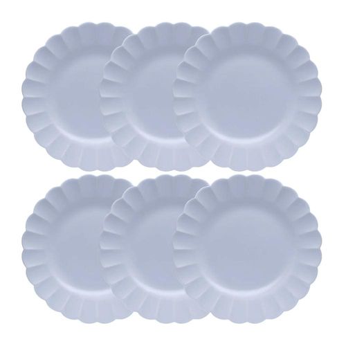 Jogo 6 Pratos Rasos Porcelana Oxford Flora Áster 27,5 Cm: Azul Candy Color Jogo 6 Pratos Rasos Porcelana Oxford Flora Áster 27,5 Cm: Azul Candy Color