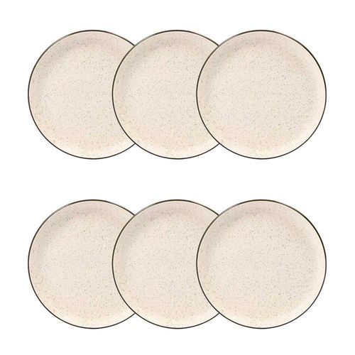 Jogo 6 Pratos Sobremesa Cerâmica Oxford Flat Duna 20 Cm: Minimalista