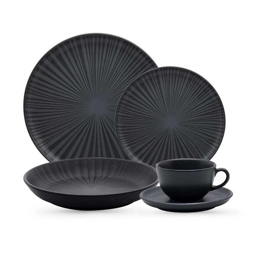 Jogo de Jantar e Chá Oxford Flat Ônix Preto 30 Peças