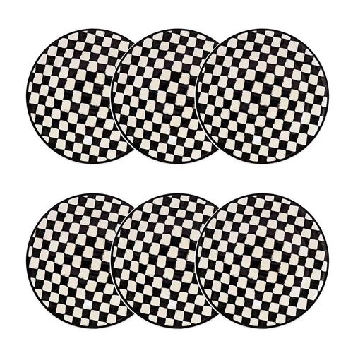 Jogo 6 Pratos Fundos Cerâmica Oxford Unni Damas 20,5 Cm: Quadriculado