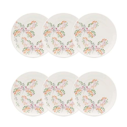 Jogo 6 Pratos Sobremesa Cerâmica Oxford Unni Jardim Secreto 20 Cm: Refúgio