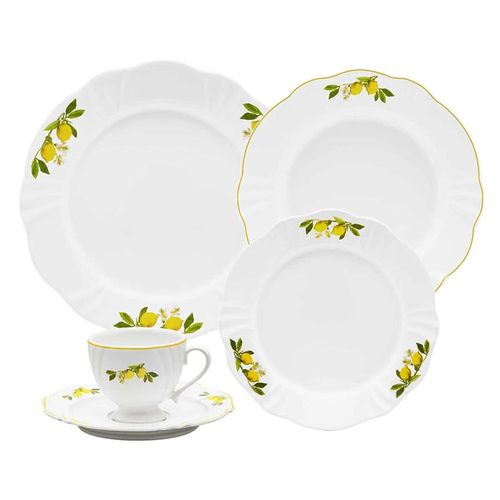 Jogo de Jantar e Chá Oxford Soleil Limoni 30 Peças Porcelana Jogo de Jantar e Chá Oxford Soleil Limoni 30 Peças Porcelana