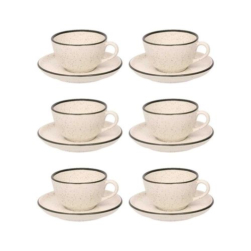 Jogo 6 Xícaras Chá Cerâmica Oxford Flat Duna 200 Ml: Minimalista