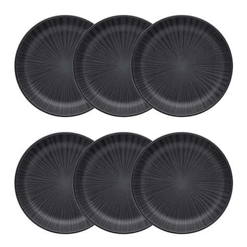Jogo de 6 Pratos Fundos Oxford Flat Ônix Preto 20,5cm