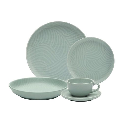 Jogo de Jantar Chá 30 Pçs Cerâmica Oxford Flat Oásis: Menta Acetinado Jogo de Jantar Chá 30 Pçs Cerâmica Oxford Flat Oásis: Menta Acetinado