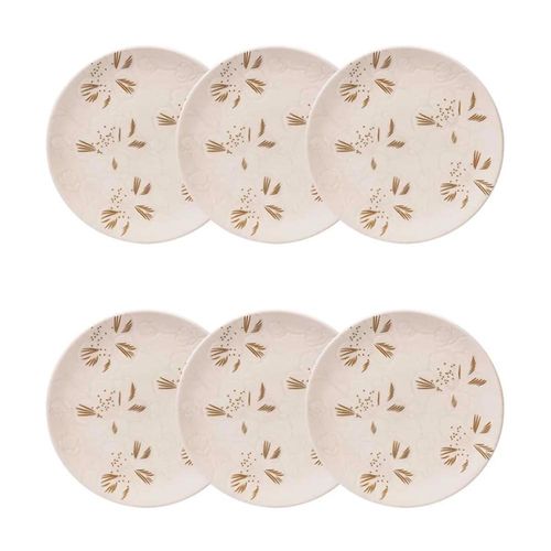 Jogo 6 Pratos Sobremesa Cerâmica Oxford Unni Orquídea 20 Cm: Floral