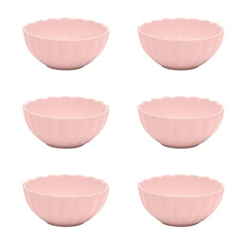Jogo 6 Tigelas Sobremesa Porcelana Oxford Flora Dália 12 Cm: Rosa Suave Jogo 6 Tigelas Sobremesa Porcelana Oxford Flora Dália 12 Cm: Rosa Suave