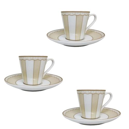 Jogo de xícaras de café em porcelana Noritake Carnivale champanhe 6 peças