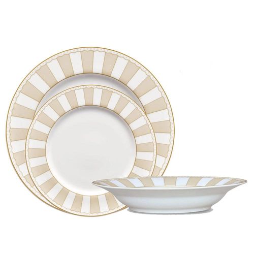 Baixela de pratos em porcelana Noritake Carnivale champanhe 18 peças: Elegância para a sua mesa