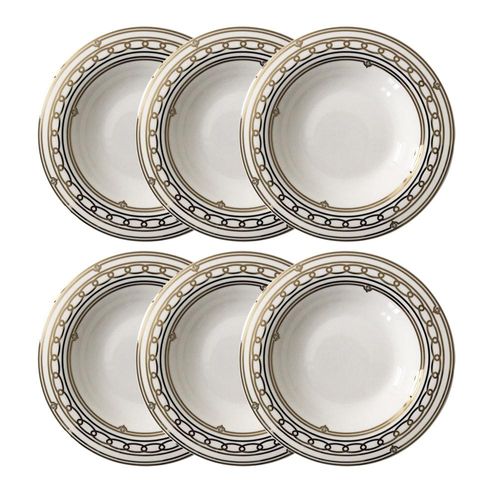 Jogo de pratos fundos em porcelana Strauss Infinity 6 peças 24,5cm