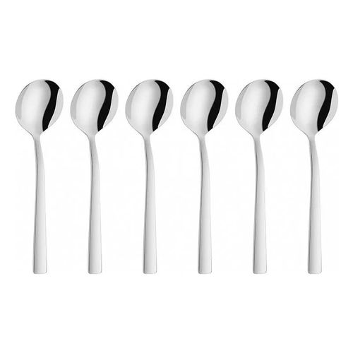 Conjunto com 6 Colheres para Sobremesa Zwilling Dinner em Aço Inoxidável para Mesa Elegante Conjunto com 6 Colheres para Sobremesa Zwilling Dinner em Aço Inoxidável para Mesa Elegante
