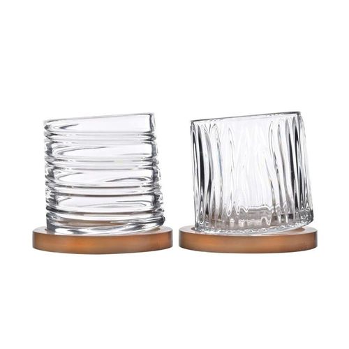 Copo para whisky em vidro com base de bambu Kenya 300ml Copo para whisky em vidro com base de bambu Kenya 300ml