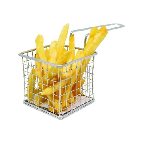 Cesta para batata frita e petiscos de aço inox com alça Fackelmann Elemental 9x8x20cm Cesta para batata frita e petiscos de aço inox com alça Fackelmann Elemental 9x8x20cm