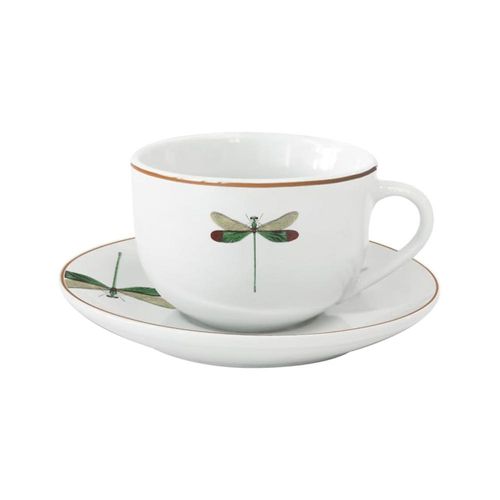 Xícara chá porcelana L'Hermitage Libélula 220ml branco