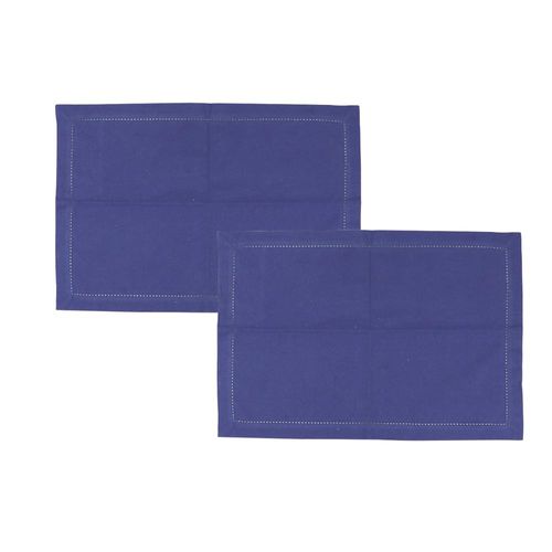 Jogo de lugares americano em tecido L'Hermitage Cotton 33x48cm 2 peças azul Jogo de lugares americano em tecido L'Hermitage Cotton 33x48cm 2 peças azul