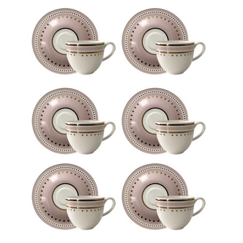Jogo de xícaras café em porcelana Strauss Rose Ball 110ml 6 peças