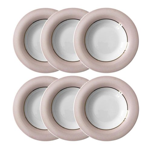 Jogo de pratos fundos em porcelana Strauss Rose Ball 6 peças