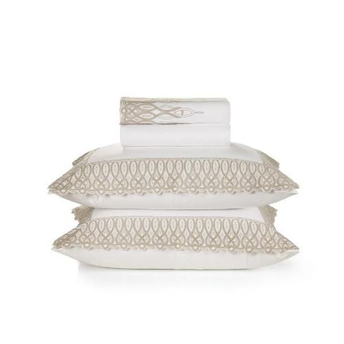 Jogo de lençol Trussardi Donatello  2,40mx3,00m queen Branco/Legno