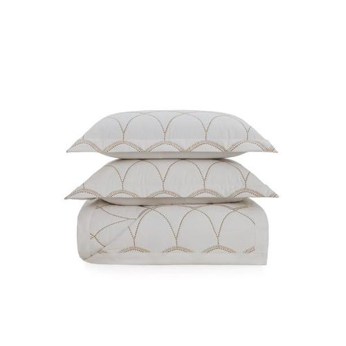 Colcha Trussardi Limonatti 200 fios Queen  2,50mx2,50m Branco/Carvalho