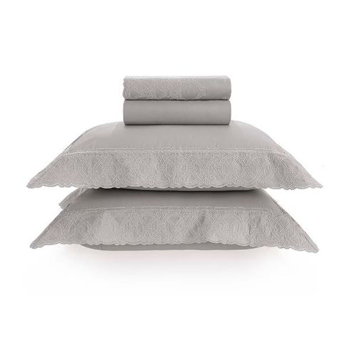 Jogo de lençol Trussardi Valenza 300 fios Queen Marmo/Platino