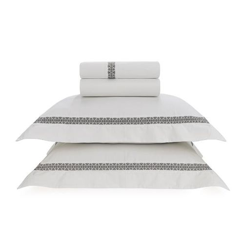 Jogo de Cama Trussardi Ravizza 200 fios Casal 2,20mx2,60m Branco/Ardósia Jogo de Cama Trussardi Ravizza 200 fios Casal 2,20mx2,60m Branco/Ardósia