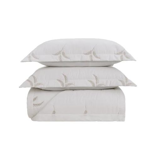 Colcha Trussardi La Collina 300 fios 100% Algodão Queen 2,50mx2,50m Branco/Legno