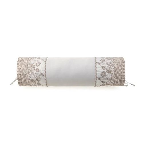 Almofada Rolinho Trussardi Brescia 300 fios 16cmx40cm Branco/Legno