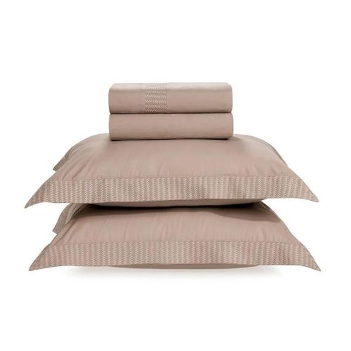 Jogo de lençol Trussardi Scarpe 200 fios 100% Algodão King Avena/Legno/Nocciola