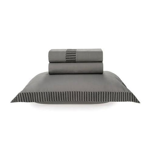 Jogo de lençol Trussardi Scarpe 200 fios 100% Algodão Solteiro Ardósia/Nero