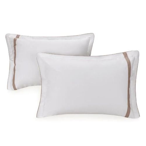 Jogo de fronhas 2 peças Trussardi Mazzini 200 fios 50cmx70cm Branco/Avena Jogo de fronhas 2 peças Trussardi Mazzini 200 fios 50cmx70cm Branco/Avena