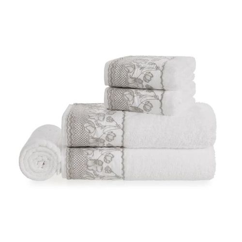 Jogo de banho Trussardi Brescia 5 peças 86cmx1,50m 100% Algodão Branco