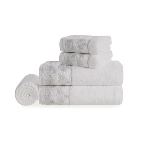 Jogo de banho Trussardi Moroni 5 peças 86cmx1,50m 100% Algodão Branco