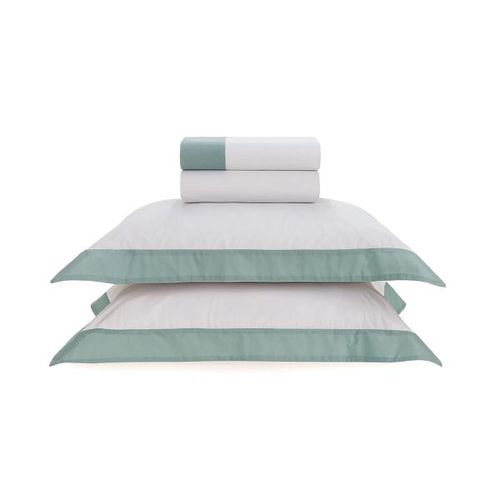 Jogo de lençol Trussardi Olga 200 fios 100% Algodão Queen Branco/Acqua Jogo de lençol Trussardi Olga 200 fios 100% Algodão Queen Branco/Acqua