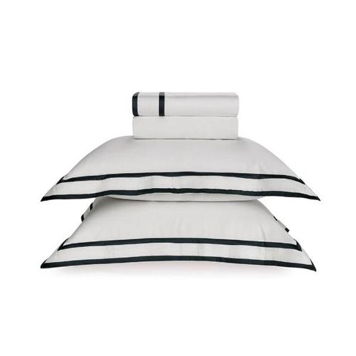 Jogo de lençol Trussardi Castello 300 fios 100% Algodão Queen Branco/Nero