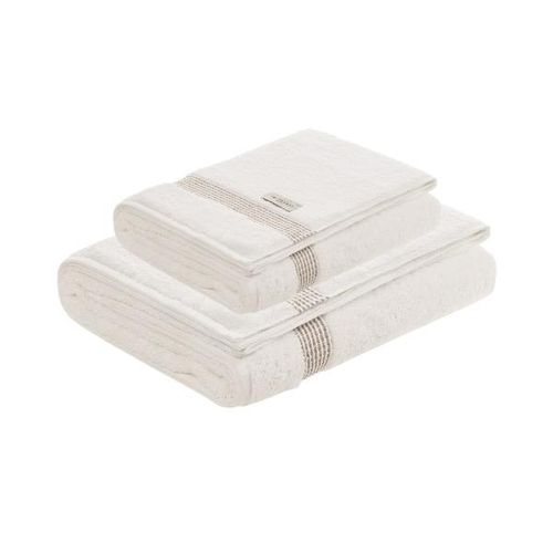 Jogo de banho e rosto Trussardi Reali 2 peças 86cmx1,50m Branco/Bege Jogo de banho e rosto Trussardi Reali 2 peças 86cmx1,50m Branco/Bege