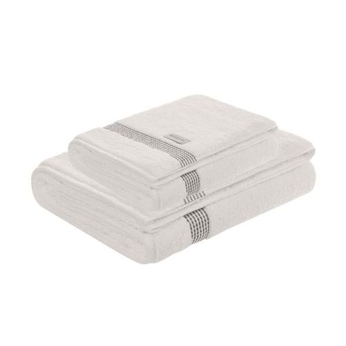 Jogo de banho e rosto Trussardi Reali 2 peças 86cmx1,50m Branco/Grígio Jogo de banho e rosto Trussardi Reali 2 peças 86cmx1,50m Branco/Grígio