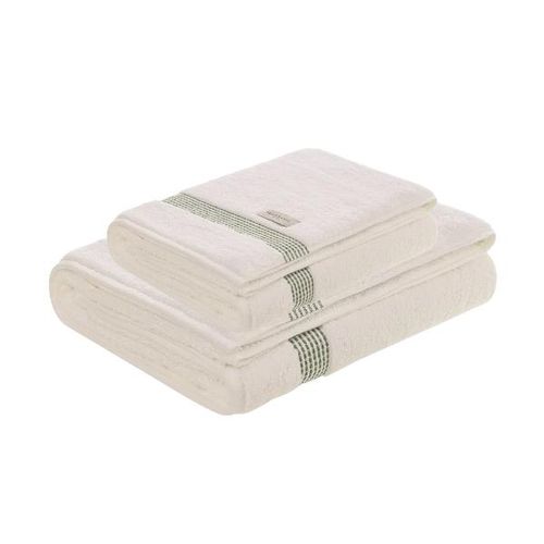 Jogo de banho e rosto Trussardi Reali 2 peças 86cmx1,50m Branco/Verde Jogo de banho e rosto Trussardi Reali 2 peças 86cmx1,50m Branco/Verde