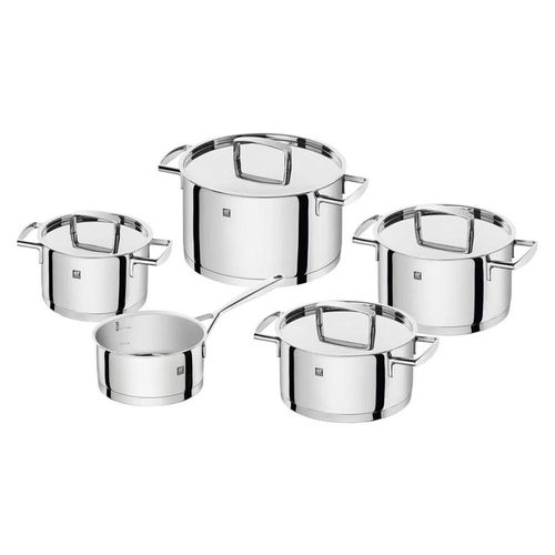 Jogo de Panelas em Inox Zwilling Passion 5 Peças com Fundo Multicamadas e Acabamento Brilhante