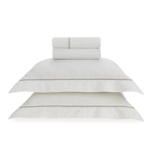 Jogo de lençol Trussardi Portello 300 fios Casal Branco/Legno Jogo de lençol Trussardi Portello 300 fios Casal Branco/Legno