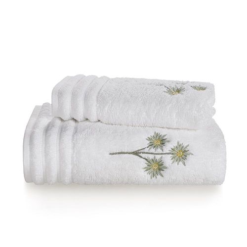 Jogo de lavabo e rosto Trussardi Stella 2 peças 48cmx80cm em algodão Branco e Bordado Jogo de lavabo e rosto Trussardi Stella 2 peças 48cmx80cm em algodão Branco e Bordado