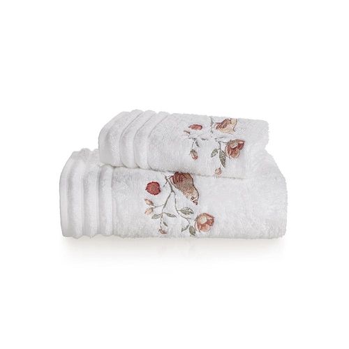 Jogo de lavabo e rosto Trussardi Mele 2 peças 48cmx80cm em algodão Branco e Bordado Jogo de lavabo e rosto Trussardi Mele 2 peças 48cmx80cm em algodão Branco e Bordado
